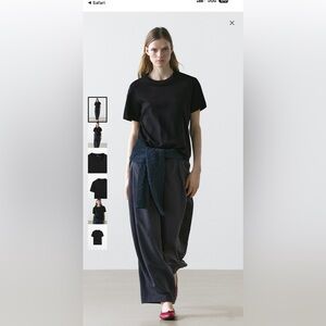 Massimo Dutti Designer Black Short Sleeve T-Shirt